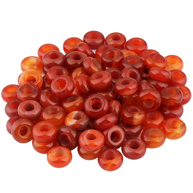 SUNYIK Carnelian Large Hole (5mm) Rondelle Loose Charms European Bead fits Bracelet,Jewelry Makings Pack of 20 - Image 1